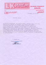 List z LK Avalon dot. programu Sampler